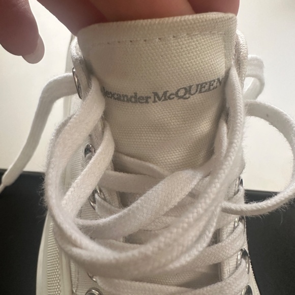 Alexander McQueen's Women's Tread Slick Lace Up Sneakers in White - Picture 7 of 8